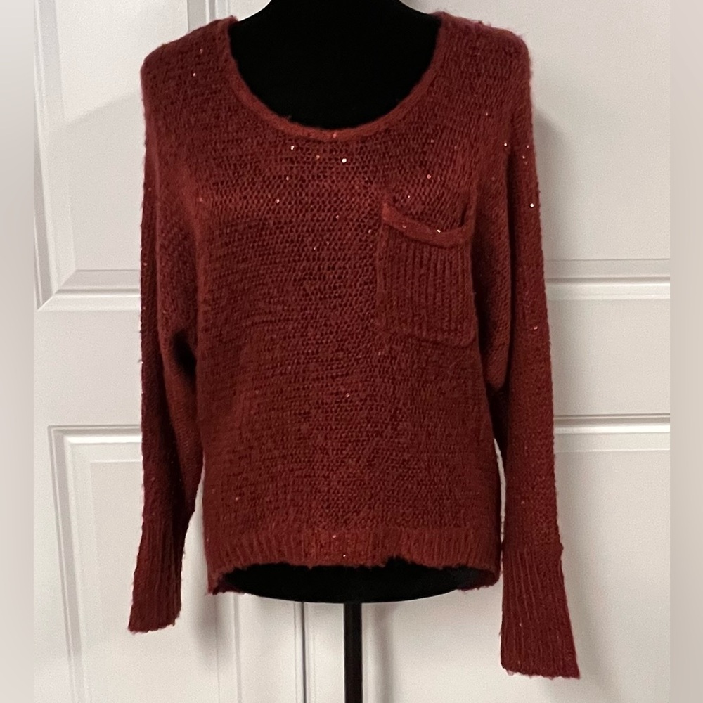 Kikit Original Burgundy Sparkly Knit Sweater